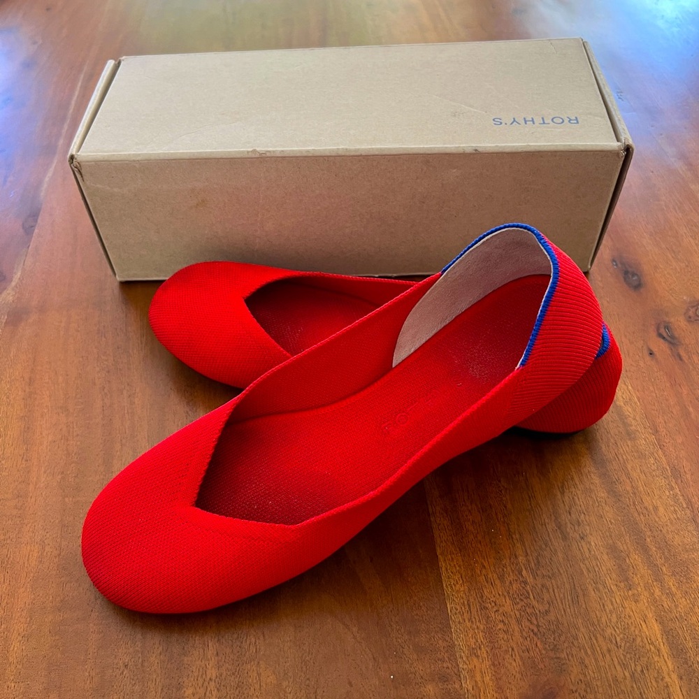Rothy’s The Flat, Bright Red, Size 10.5